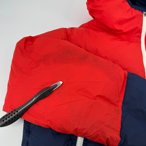 Nike Down Fill Puffer Jacket Bubble Coat Red Blue Hooded Full Zip Men's Medium - Picture 8 of 14